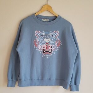Kenzo Light Blue Tiger Logo Sweatshirt